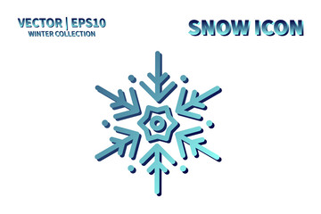 Snowflake vector icon. Christmas and winter snow flake element. Isolated flat new year holiday decoration illustration. Cold weather object design silhouette symbol