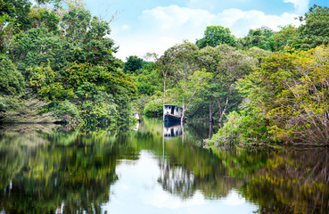 Obraz premium Quiet atmosphere at Amazon river, Manause, Brazil. 