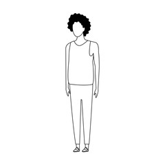 avatar woman standing icon, black and white design