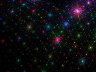 Fototapeta premium Digital abstract fractal background. Abstract fractal stars on black background.