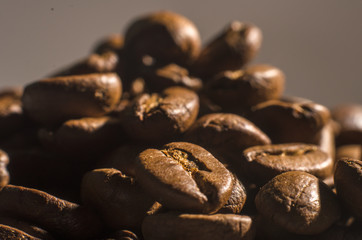 many freshly roasted coffee beans