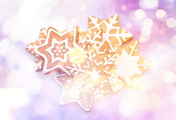 Fototapeta premium Gingerbread homemade cookies on white background.