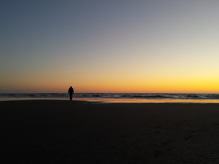 Fototapeta na wymiar silhouette against the ocean sunset