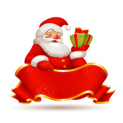 Santa Claus Holding a Gift Box