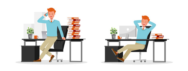 Businessman working character vector design no54