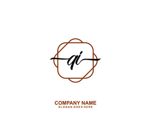 QI Initial handwriting logo template vector