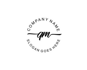 QM Initial handwriting logo template vector