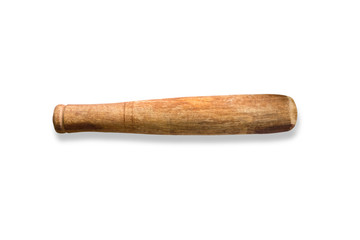 wood pestle isolated on white background.