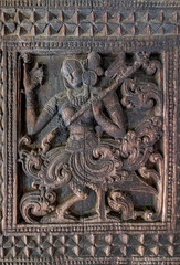 Wood Carving on a Column of Embekke Devala, Hindu Temple, Kandy, Sri Lanka	