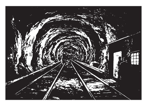 Hoosac Tunnel, vintage illustration.