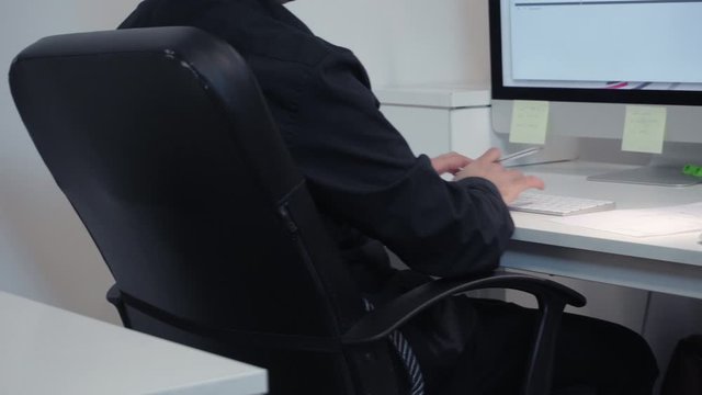 Worker using computer