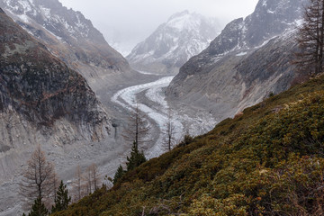 Mer de Glace Glacier in French Alps in Chamonix Mont Blanc in France with Samyang 8mm fisheye lens