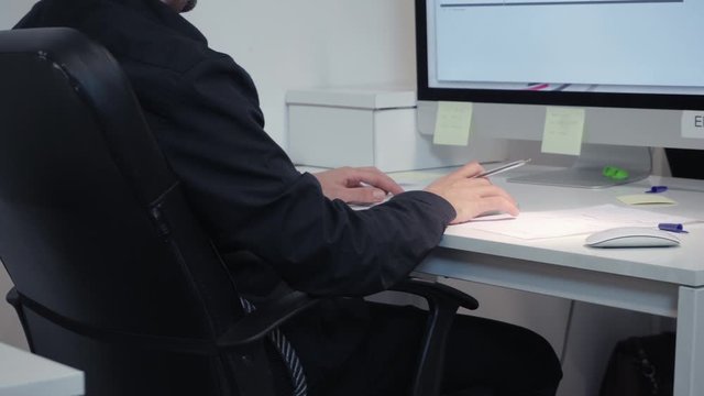 Worker using computer
