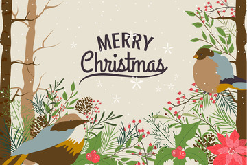 Merry Christmas greeting card seamless pattern background.