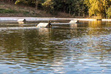 Tank for sewage treatment of the Department of Water and Sewage of the city  in Sao Paulo State