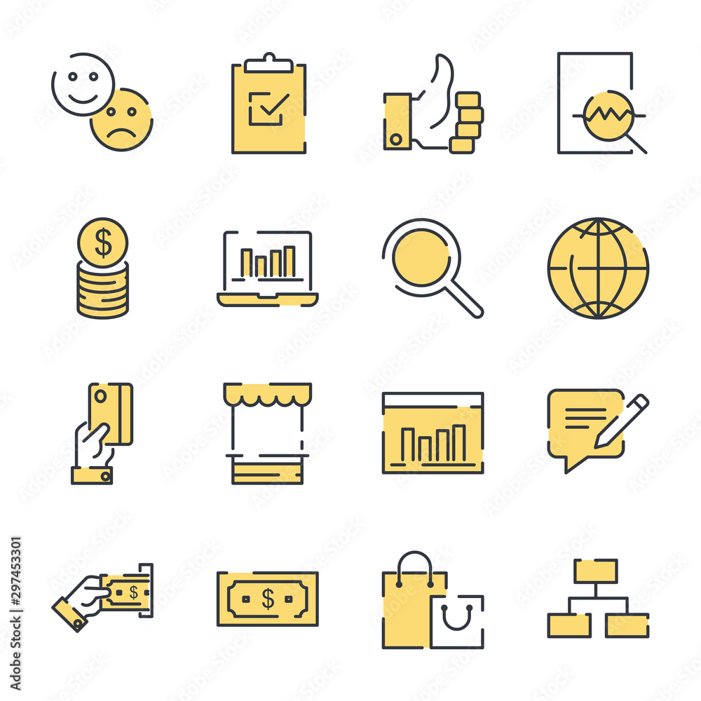 Fototapete Shopping set icon template color editable. Simple pack of e-commerce vector sign isolated on white background illustration for graphic and web design.