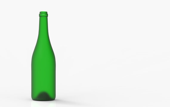 3d rendering. Empty red wine bottle green glass with clipping path isolated on white background.