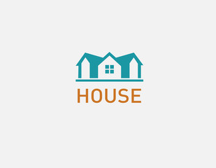 Creative bright blue house logo for a construction company