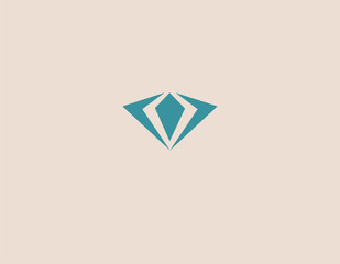 Abstract blue logo icon crystal mineral from geometric faces