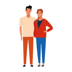 couple standing, colorful design
