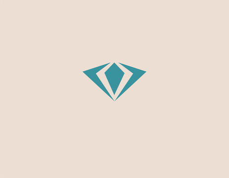 Abstract blue logo icon crystal mineral from geometric faces