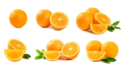 Fotobehang  Set of Orange  isolated on white background. © Suraphol