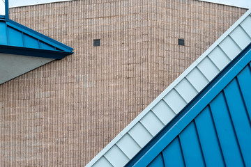 beautiful angular features of architecture of a building in Florida with Mirrored wall