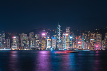 Fototapeta premium Hong Kong cityscape at night. View From Victoria Harbour