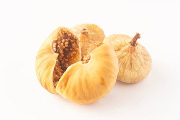 Dried figs isolated against white