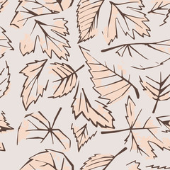 Seamless pattern. Autumn leaves, vector background.