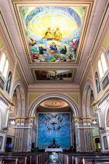 Obraz premium Marilia, Sao Paulo, Brazil, September 11, 2019, Inside of the Cathedral of Sao Bento in Marília city.