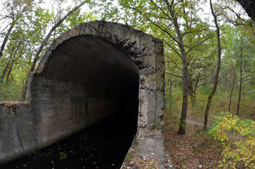 Fototapeta na wymiar Old tunnel of Stalin. Part of Kiev defense line in WW2 time.