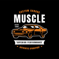 Muscle Car Badge Vector Illustration, can be used for tshirt, merchandise, apparel, clothing, sticker, patch.
