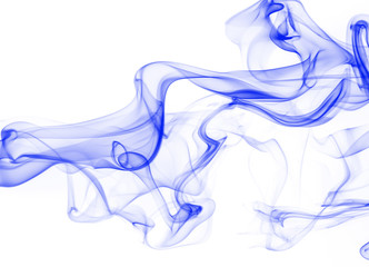 Blue smoke abstract on white background, Moving of ink water color
