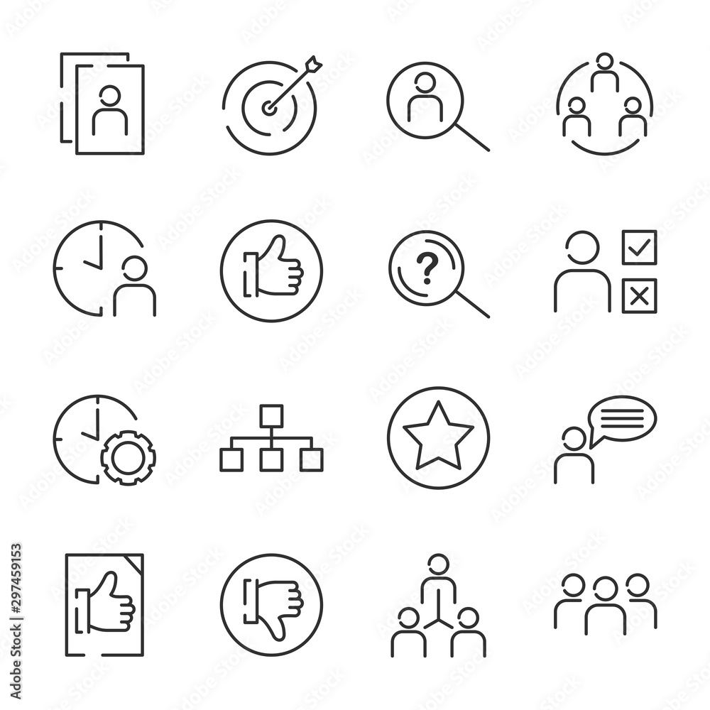 Aufkleber team work set icon template color editable. team work pack symbol vector sign isolated on white back