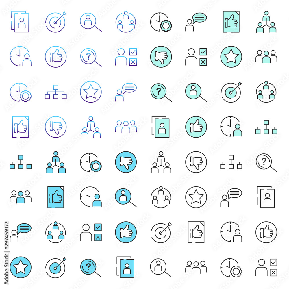 Aufkleber team work set icon template color editable. team work pack symbol vector sign isolated on white back