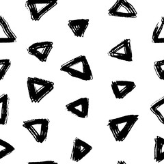 Polka dot style pattern hand drawn rough grunge triangles. Vector seamless pattern. Ink illustration perfect for wrapping paper, textile, fabric and backdrops.