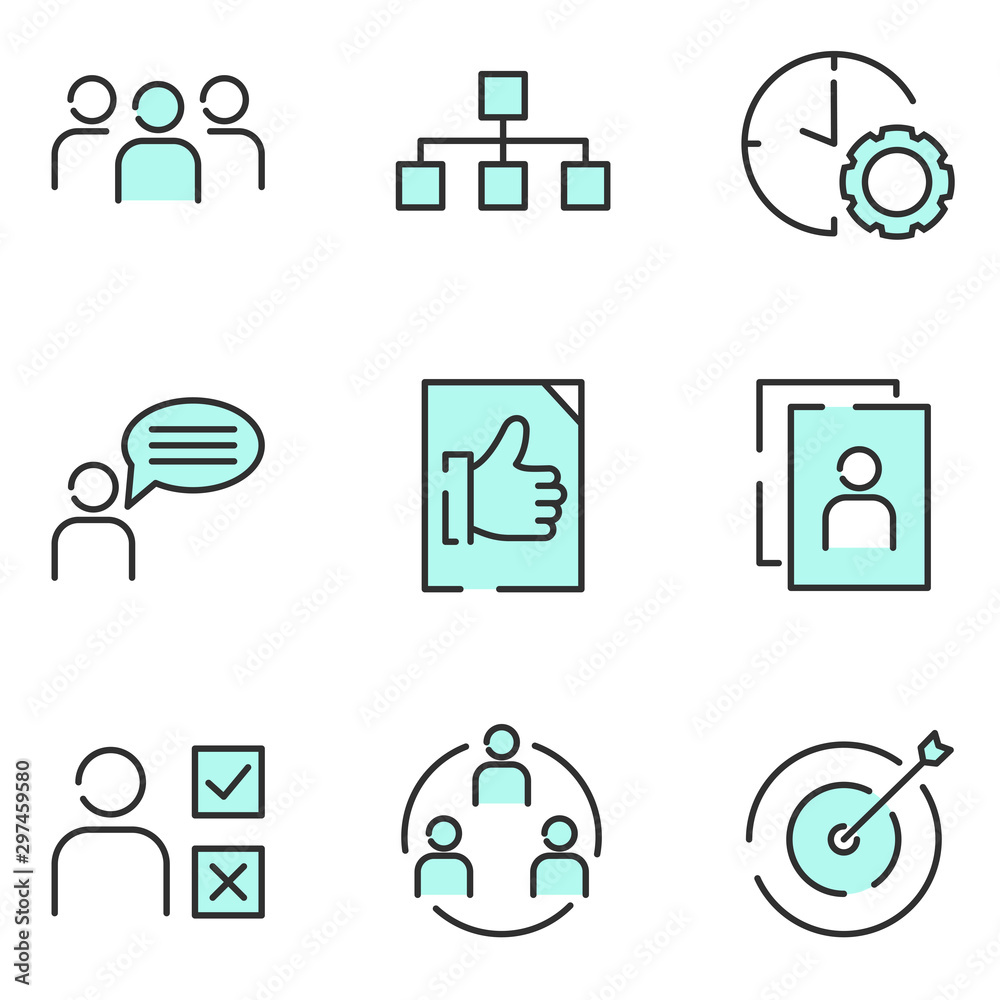 Poster team work set icon template color editable. team work pack symbol vector sign isolated on white back