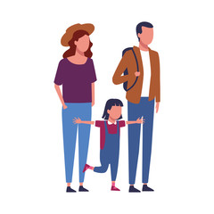 avatar young couple and little girl, colorful design