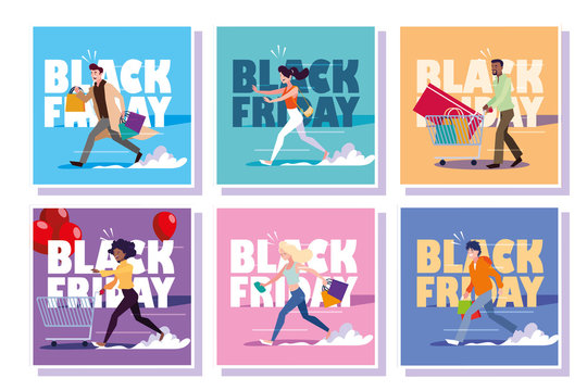 set of cards with black friday label
