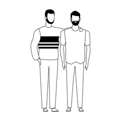 avatar friends men standing icon, flat design