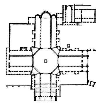 Plan of Church of Kalat Seman, vintage illustration.