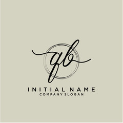 QB Initial handwriting logo with circle template