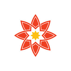 sun flower swirl geometric logo vector
