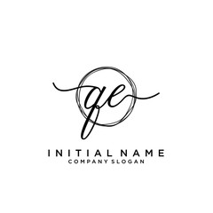 QE Initial handwriting logo with circle template