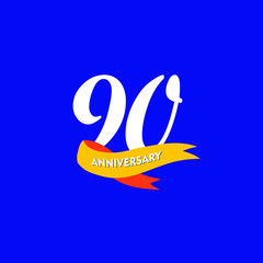 90 Year Anniversary Vector Template Design Illustration
