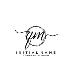 QM Initial handwriting logo with circle template