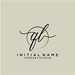 QL Initial handwriting logo with circle template