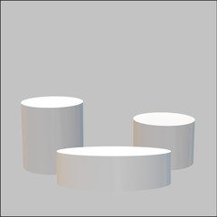 podium scene or 3D round pillar stand scene. winner pedestal in studio on gray background.