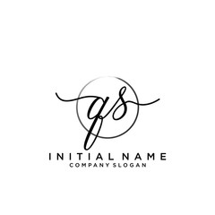 QS Initial handwriting logo with circle template